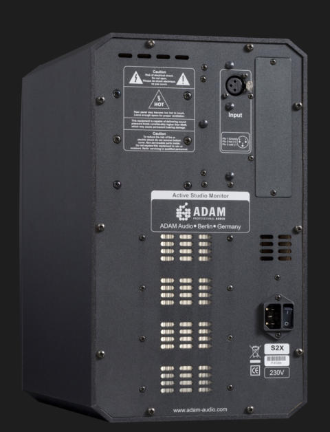 Backside of ADAM Audio S2X active studio monitor