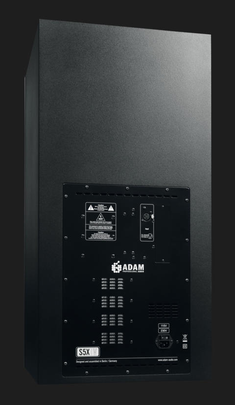 Backside of ADAM Audio S5X-V active studio monitor