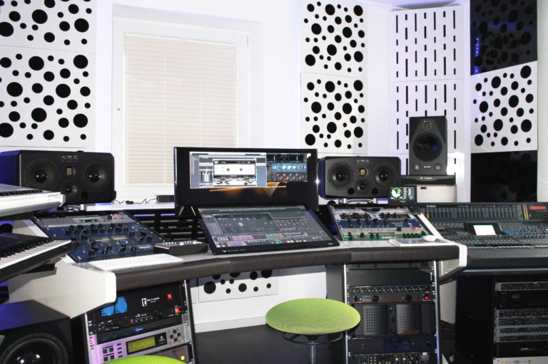 Desk of Giovanni Vindigni with ADAM S3X-H active midfield monitors