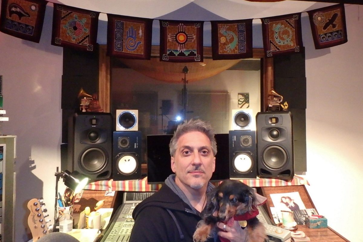 Thom Russo in his studio equipped with ADAM Audio S3V reference monitors.