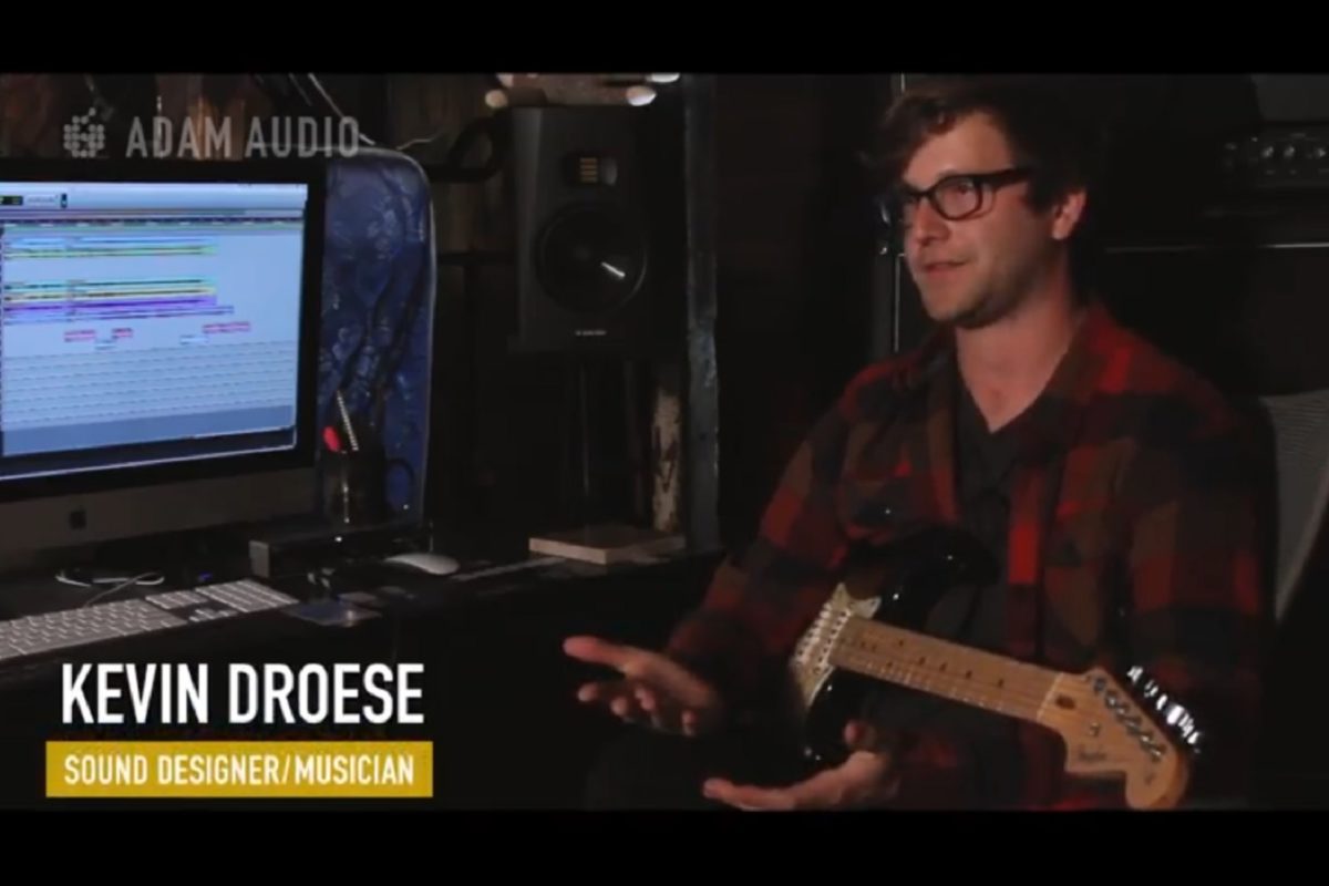 Sound Designer Kevin Droese in his home studio with his ADAM Audio T7V studio monitors