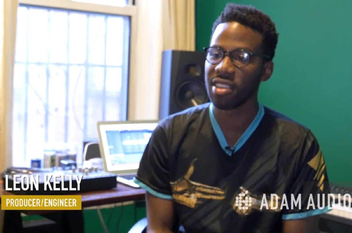 Producer Leon Kelly in his homestudio with his ADAM Audio T7V studio monitors