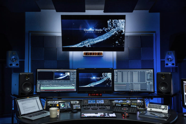 Marco Solorio's OneRiver Media studio equipped with ADAM Audio S2V and A7X reference monitors